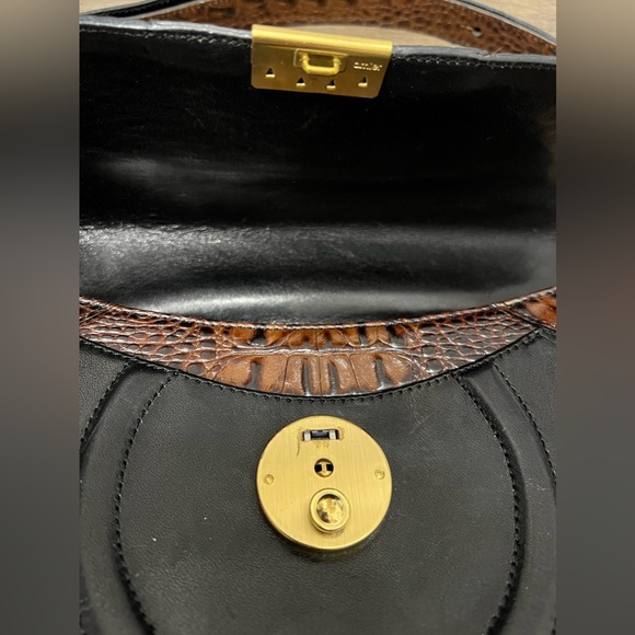 Vintage Brahmin Crocodile Embossed Shoulder Bag - Brown & Black - Picture 2 of 12